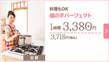 料理もOK 猫の手パーフェクト 3,280円（税抜）/ 1時間